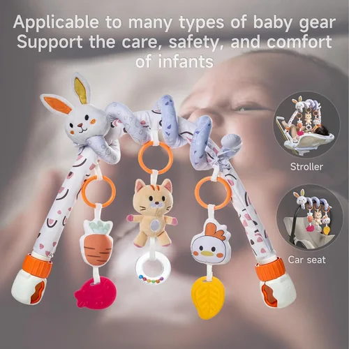Miniatura 7 de TUMAMA 2 en 1 - Juguetes de asiento de coche en espiral para bebés de 6 a 12 meses, juguetes de arco para bebés de 0 a 12 meses, juguetes colgantes