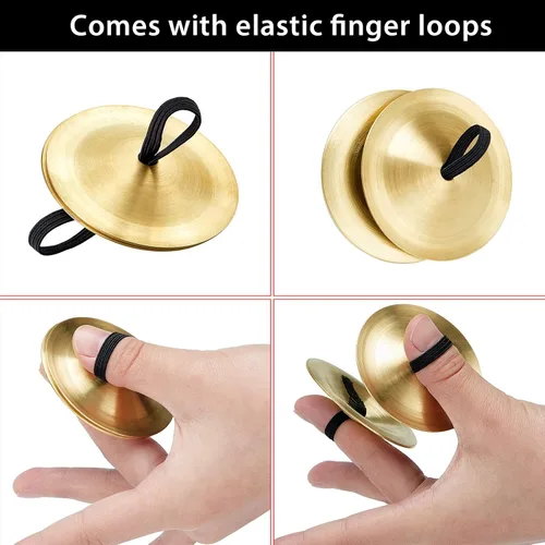 Miniatura 4 de 20 piezas de platillos de dedo danza del vientre Dancing Finger Dancing Zills Instrumento musical para fiesta de bailarín (dorado)