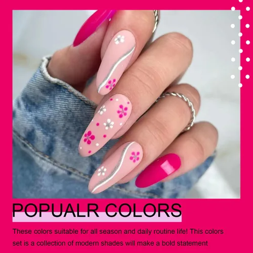 Miniatura 3 de Arte Clavo Esmalte de uñas en gel de 0.5 fl oz, 1 unidad de 0.5 fl oz (0.5 fl oz), esmalte de gel rosa intenso de verano, lámpara de uñas que se