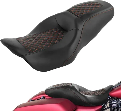 Miniatura 13 de TCT-MOTORPARTS Asiento de pasajero negro para Harley Touring Electra Glide 2009-2023