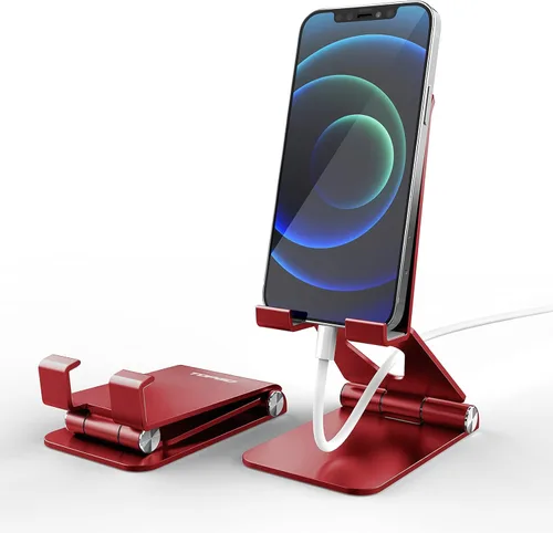 Soporte para teléfono celular, [estable y ajustable en altura] Soporte plegable para teléfono celular para escritorio, escritorio de oficina, mesita