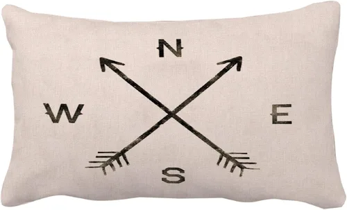Miniatura 2 de Leaveland Magic Arrow Compass North South West East - Funda de almohada cuadrada de lino y algodón, decorativa, duradera, decoración del hogar