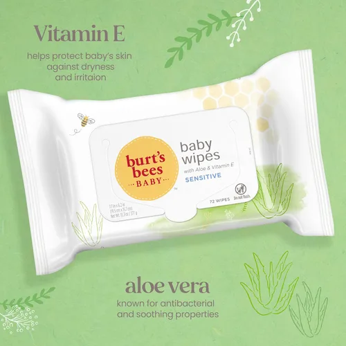 Miniatura 3 de Burt's Bees Toallitas para bebés, sin perfume naturales para pieles sensibles con aloe y vitamina E - 72 toallitas para bebés - Paquete de 10