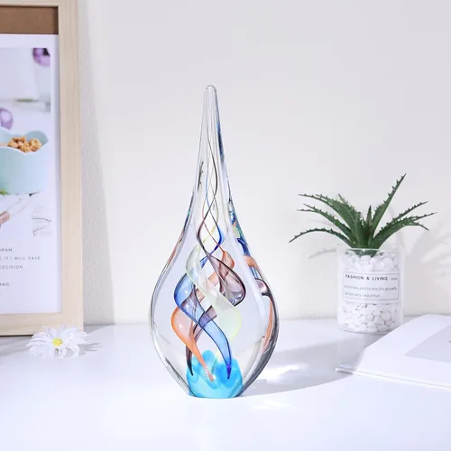 Miniatura 5 de Escultura de vidrio soplado a mano, decoración de estilo Murano, figuras de colección de arte de vidrio transparente, estatua decorativa de lágrima