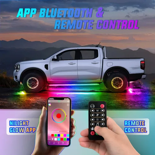 Miniatura 5 de Nilight 4 Piezas Tiras de Luces de Acento de Neón Underglow de Aluminio 396 LEDs Color de Ensueño Asistencia de Puerta Función Activa de Sonido