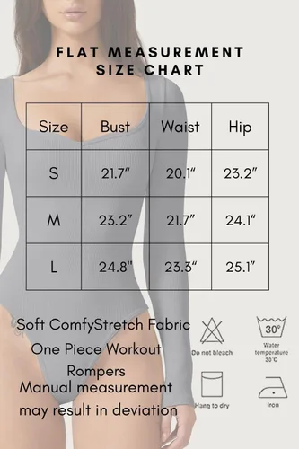 Miniatura 6 de Meyeeka Body de manga larga con cuello corazón para mujer, sin costuras, básica, elástica
