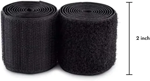 Miniatura 2 de Cinta de velcro de 2 pulgadas de ancho, color negro, no adhesiva, tela de nailon negro, juego de cierre de cinta de velcro para bolsos, ropa