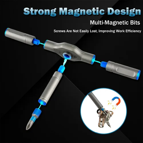 Miniatura 6 de Juego de destornilladores de trinquete magnéticos 24 en 1 Kit de herramientas de reparación de precisión con mango en T desmontable Portátil