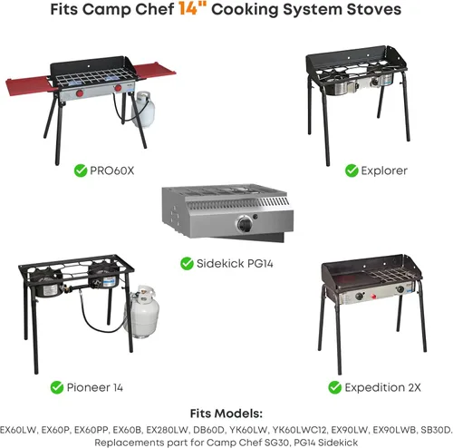 Miniatura 6 de Stanbroil Plancha para freír de 14 x 16 pulgadas, plancha de acero inoxidable de 1 quemador para Camp Chef Pro 60x, Expedition 2X, Pioneer 14