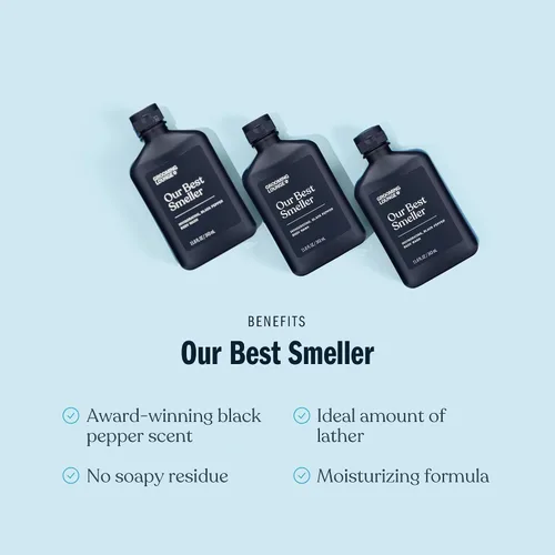 Miniatura 3 de Grooming Lounge Our Best Smeller Body Wash - Exfoliante de ducha hidratante y aclarante de viaje, fragancia fresca, clásica, suave de acai, aloe