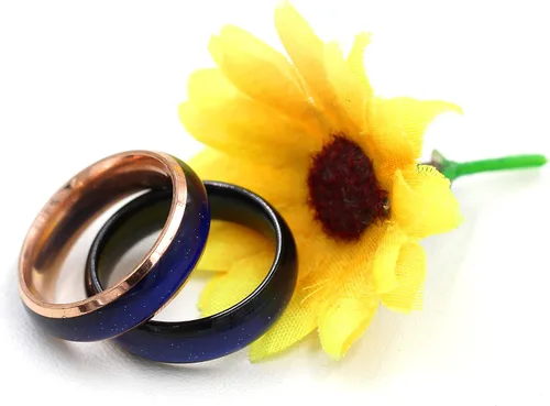 Miniatura 4 de Anillo de acero inoxidable de 0.236in, sensible a la temperatura, para hombres y mujeres, chapado en oro rosa, aniversario, boda, cumpleaños