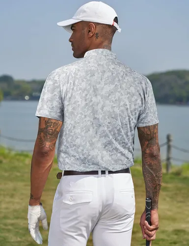 Miniatura 124 de TAPULCO Camisetas tipo polo de secado rápido para hombre, diseño de camuflaje, atléticas, ligeras, transpirables, casuales, para golf