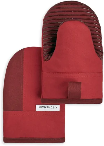 Miniatura 8 de KitchenAid Beacon - Juego de mini guantes de horno antideslizantes de dos tonos, terciopelo azul/cielo azul, 5.5 x 8 pulgadas, 2 piezas