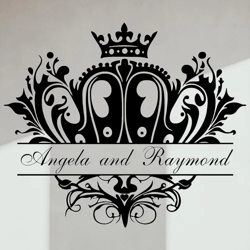 Pegatina de Vinilo Personalizada para Piso y Pared de Boda con Nombres Personalizados y Diseño de Corona - Adhesivo Versátil para Pista de Baile de