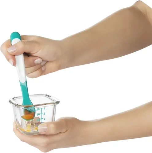 Miniatura 14 de OXO Tot Cuchara de alimentación infantil, paquete múltiple Verde azulado/azul marino/rosa