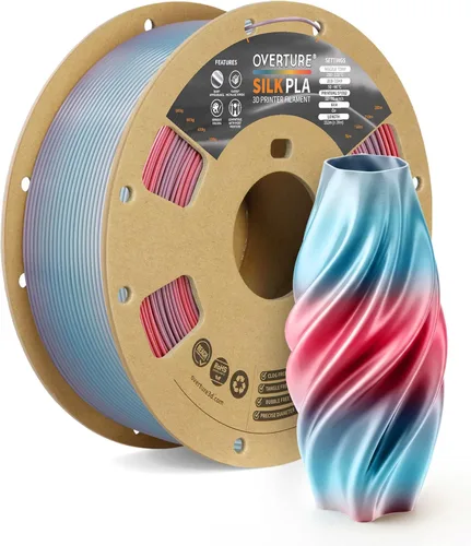 Miniatura 29 de OVERTURE - Paquete de filamento de seda PLA, sin obstrucciones, brillante, filamento metálico brillante para impresora 3D, carrete de 1 kg * 4