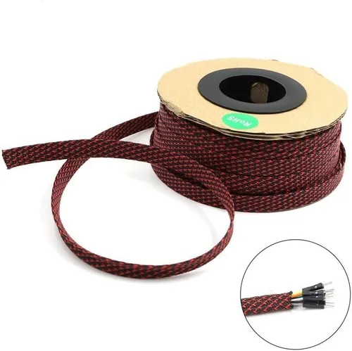 Miniatura 3 de Telar de alambre Undas Trenzadas Expansibles para Mascotas, 10/30 Metros, Color Negro Y Rojo, 0.472 in, De Alta Densidad, Trenzadas, Tubo de telar