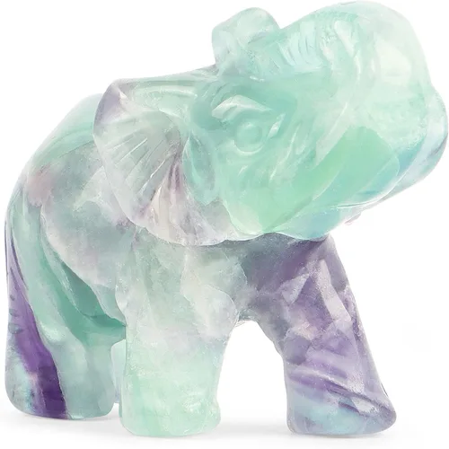 Miniatura 16 de SMQ Estatua de decoración de elefante de cristales de amatista de 2.0 pulgadas, piedras preciosas talladas a mano, figuras de cristal de buena