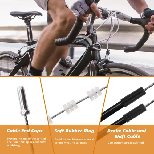 Miniatura 4 de mankk Kit universal de 73 piezas de cables de freno de bicicleta y kit de repuesto de carcasa de acero inoxidable para bicicleta de bicicleta Kit