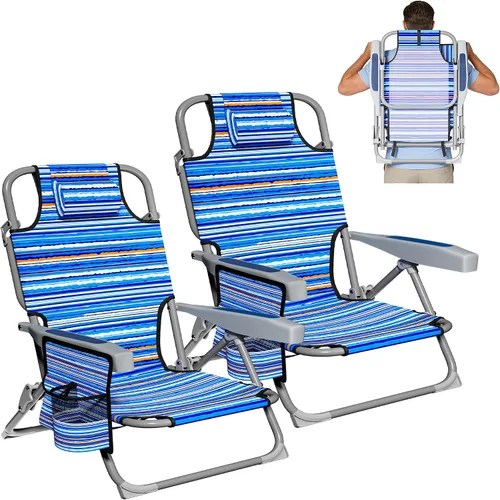 Miniatura 9 de Silla de camping de gran tamaño, sillas de césped con respaldo alto de 500 libras (negro azul) Portable Outdoor Heavy Duty Folding Camping Chairs