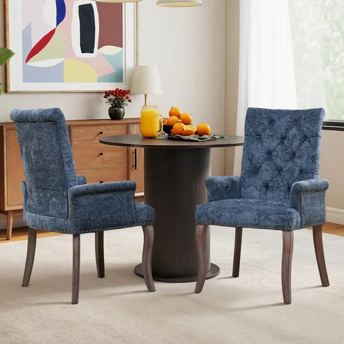 Miniatura 43 de Juego de 6 Sillas de Comedor Tapizadas de Terciopelo, Sillas Laterales de Cocina de Estilo Moderno con Ribete de Tachuelas y Patas de Madera, Anillo