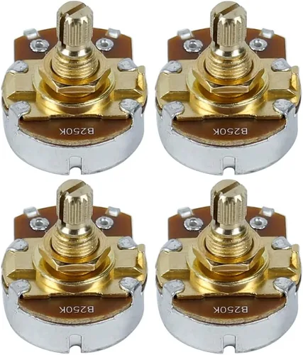 Miniatura 19 de FLEOR Potenciómetro cónico de audio con eje de 0.709 in, 4 piezas, tamaño completo, para guitarra, A250K