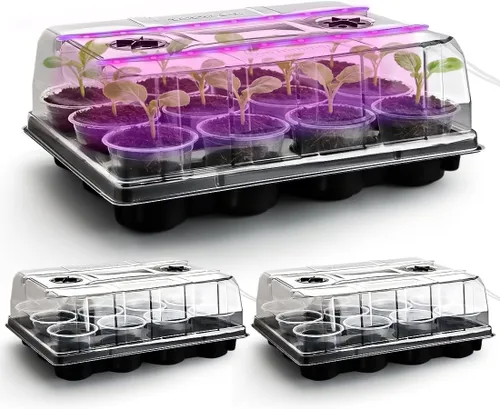 Miniatura 17 de RooTrimmer Bandejas redondas de 12 celdas para macetas de semillero gruesas y duraderas, bandejas de transporte para sostener macetas de 4 pulgadas