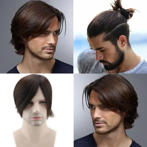 Voloria Skin - Pelucas de cabello humano para hombre, base mono tipo tupé, con pelo de piel fina, color marrón #3, densidad del 130%, 6 x 8 pulgadas