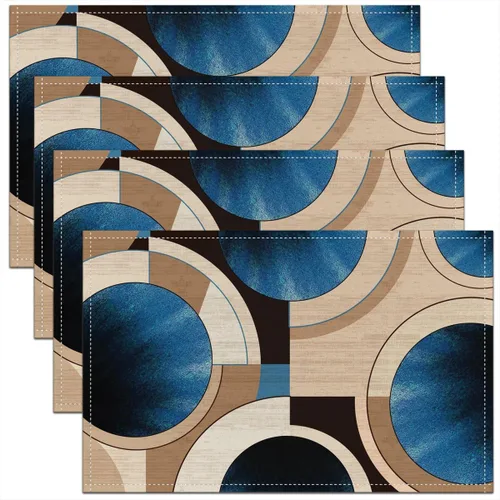 Miniatura 38 de Modern Circles - Juego de 4 manteles individuales de 12 x 18 pulgadas, patrón geométrico abstracto, decorativo, para niños, adolescentes y adultos