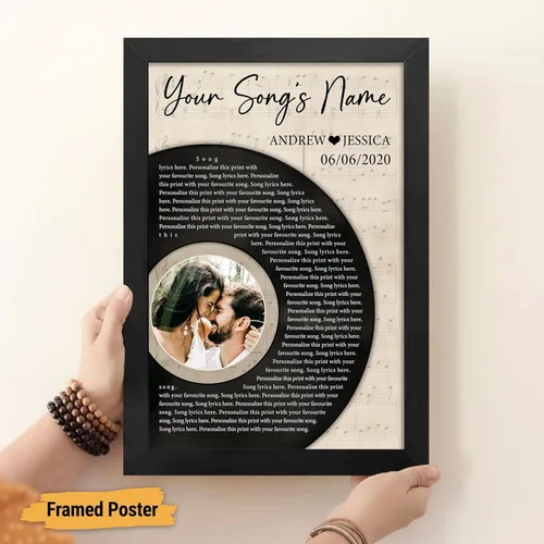 Miniatura 4 de VICILO Póster de letras de canción personalizadas, lienzo, arte de pared, regalos para marido, esposa, disco de vinilo con imagen, decoración Disco
