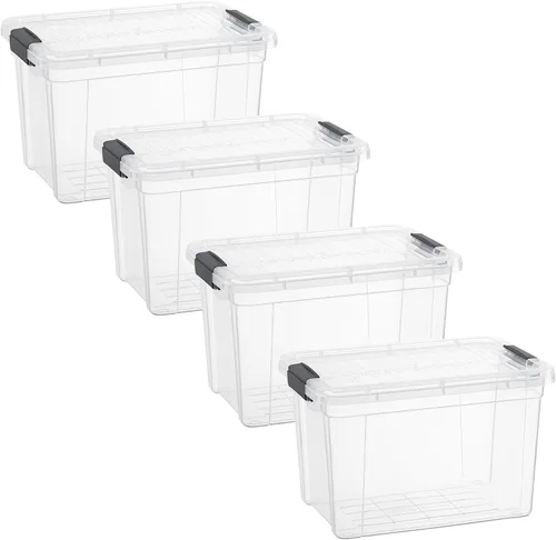 Miniatura 34 de Superio - Cajas de almacenamiento pequeñas planas transparentes con tapas, contenedores de plástico de 4.5 cuartos de galón para organizar, cajas