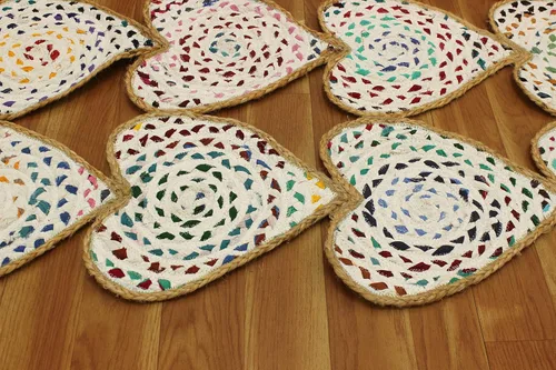 Miniatura 6 de Collection - Alfombra rectangular de 2 x 3 pies, alfombra de algodón trenzado multicolor y yute, alfombra geométrica kilim para interiores
