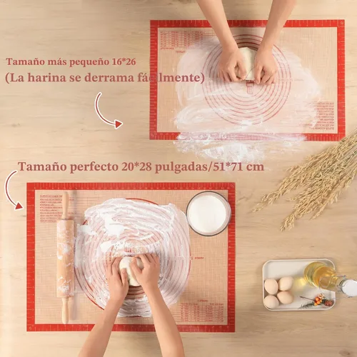 Miniatura 2 de Tapete de Silicona Antideslizante para Pastelería Extra Grande con Medidas de 28'' por 20'' para Tapete de Horneado de Silicona, Mostrador