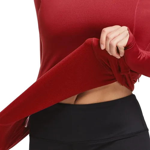 Miniatura 4 de BALEAF Camiseta térmica de forro polar para mujer, de manga larga, con agujeros para los pulgares, bolsillo con cremallera para clima frío