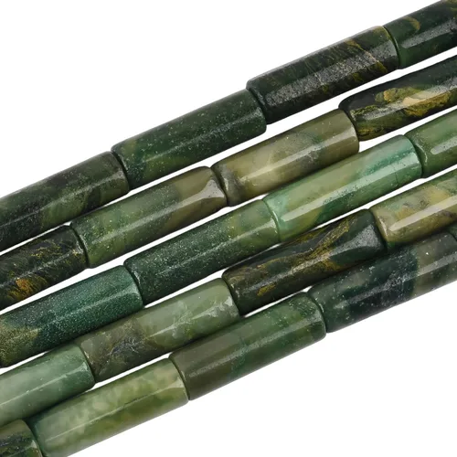 Miniatura 23 de HAAMIIQII Cuentas de tubo de amazonita natural de 0.512 x 0.157 in, cuentas sueltas de piedra cilíndrica para fabricación de joyas, 15 pulgadas
