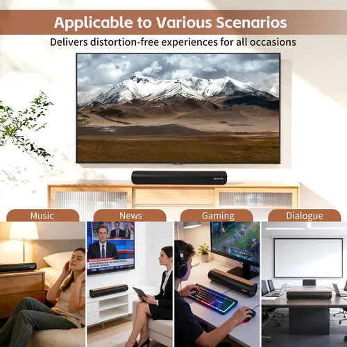 Miniatura 2 de Barra de sonido para Smart TV, barra de sonido de 50 W con conexión Bluetooth/ARC/óptica/AUX, aumento de volumen automático
