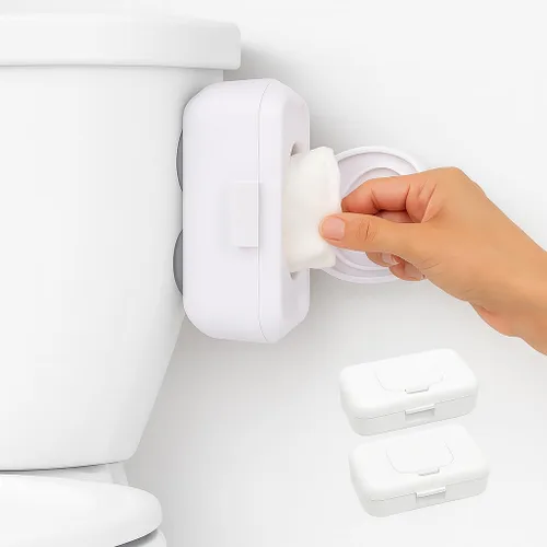 Miniatura 6 de Loo Discreto dispensador de toallitas desechables – Se adapta solo a toallitas desechables de tamaño estándar – Soporte de baño de montaje con Blanco