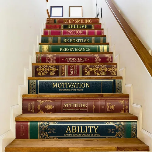 Miniatura 8 de PLIGREAT 15 tiras de calcomanías de Navidad para escaleras, despegar y pegar pájaros, árbol de Navidad, calcomanías para escalones de 7.1 x 39