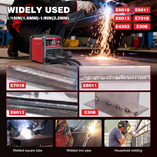 Miniatura 4 de Soldador de palo 2 en 1 de 110 V 135A, máquina de soldadura portátil TIG MMA, inversor IGBT Mini soldador eléctrico con pantalla digital, diseño
