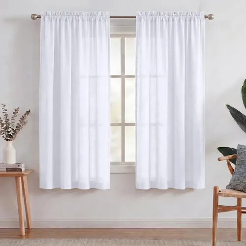 Miniatura 41 de Turquoize cortinas traslúcidas de lino natural, cortinas semitransparentes, cortinas de arpillera con bolsillo para cortinero, paneles para ventana