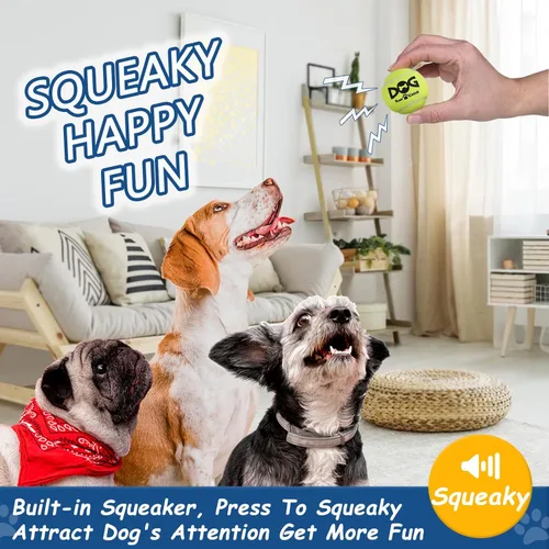 Miniatura 3 de INSUM Paquete de 20 pelotas de tenis pequeñas para perros, pelotas chirriantes de 2 pulgadas con bolsa de malla, certificado SGS, duraderas,