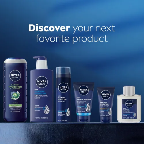 Miniatura 9 de Nivea Men Gel de baño de máxima hidratación para piel seca, enriquecido con aloe vera, gel de baño hidratante 3 en 1, cara y cabello, sin parabenos