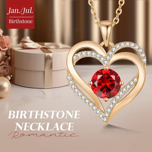 Miniatura 112 de LOUISA SECRET Love Heart Birthstone Necklaces for Women, Birthday Gift for Women, Anniversary Jewelry for Wife Her, 925 Sterling Silver Pendant