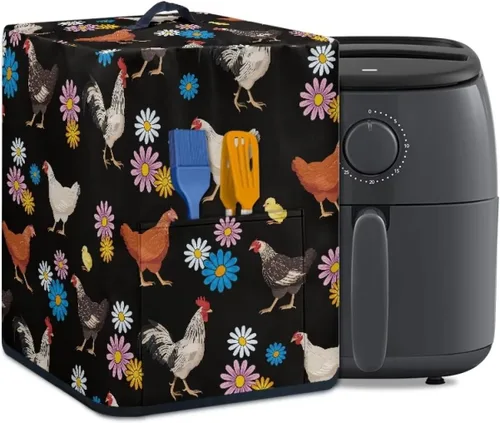 Miniatura 8 de Air Fryer Oven Dust Cover with Handle and Pocket, Easy Cleaning Electric Appliance Cover, Brown Flower Flor marrón (Brown Flower)