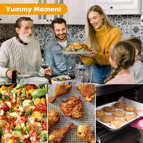 Miniatura 5 de Cesta de freidora de aire para horno, 2 juegos de bandeja y sartén de freidora de aire con 60 piezas de papel pergamino, sartén de freidora de aire