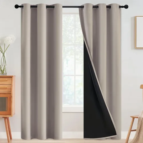 Miniatura 39 de SimpleHome - Cortinas opacas 100% para recámara, cortinas de ventana con ojales beige, con aislamiento térmico, cortinas de oscurecimiento