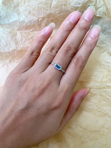 Miniatura 2 de Baguette - Anillo de boda para mujer, solitario, circonita cúbica, ópalo, rosa, zafiro, musgo, ágata, apilables, vintage, filigrana, delicados