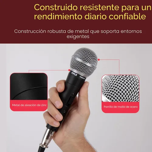 Miniatura 4 de Pyle PDMIC59 - Micrófono vocal dinámico profesional, micrófono de mano dinámico cardioide unidireccional con interruptor de encendido/apagado
