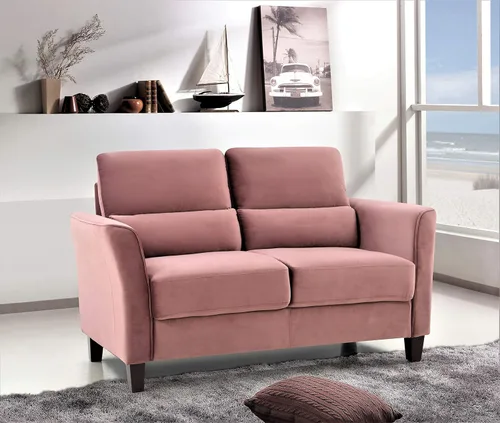 Miniatura 20 de Container Furniture Direct Stoughton - Sofá biplaza tapizado moderno de mediados de siglo con brazos inclinados para sala de estar, 57.88 pulgadas