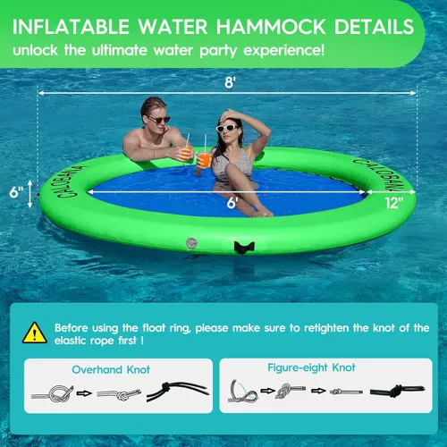 Miniatura 2 de CALOBANA Anillo Flotante Redondo Inflable Hamaca de Agua Flotadores de Río de Alta Resistencia Flotadores de Lago para Adultos Plataforma de Isla